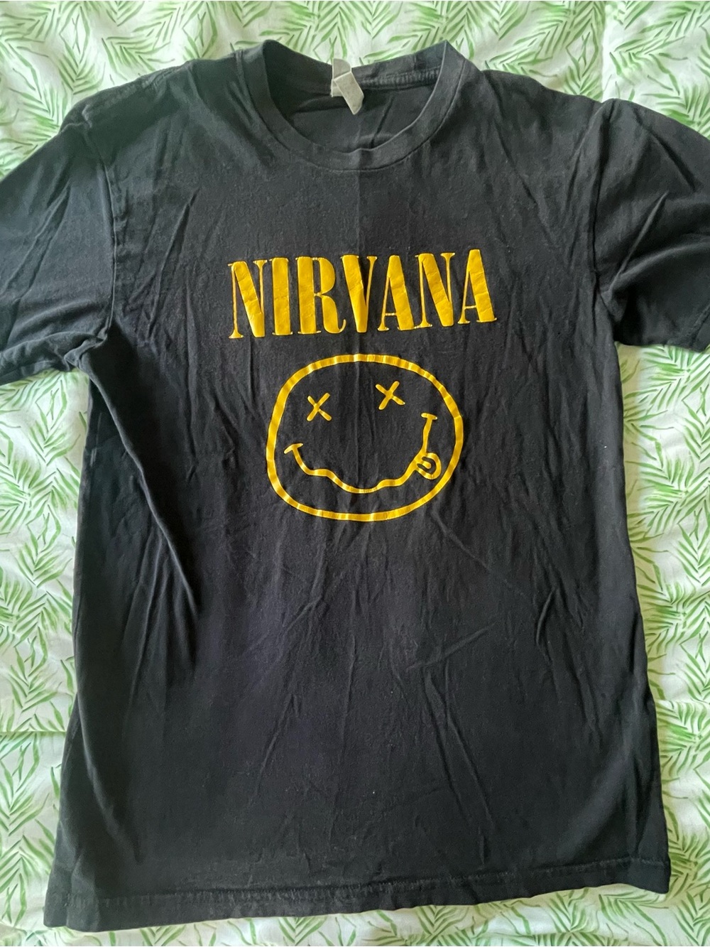 NIRVANA Black Tee with Yellow Logo Smiley